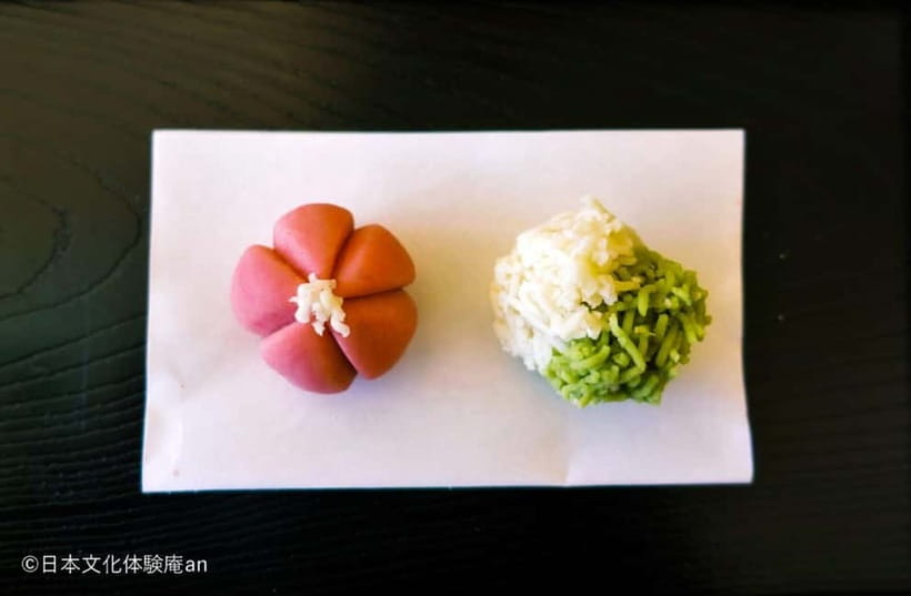 2 Types of Japanese Sweets making and Tea Ceremony - Grinding matcha and making your own tea