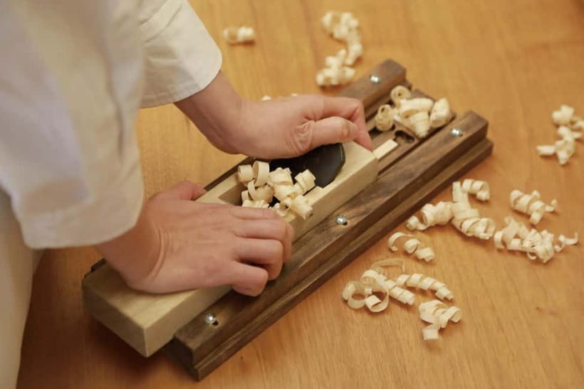 Chopstick Making Workshop in Ginza - Planing the chopsticks takes real effort