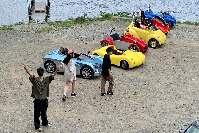 Cute & Fun E-Car tour following guide around Lake Kawaguchiko - A quiet shrine, park, or neighborhood
