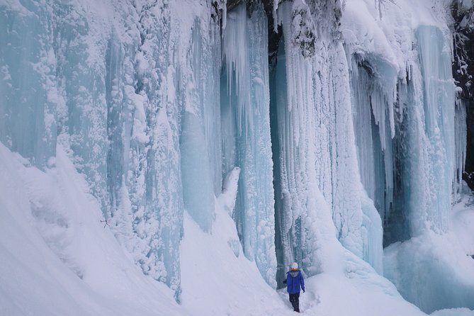 Frozen fall trekking - The blue waterfall at the heart of the day
