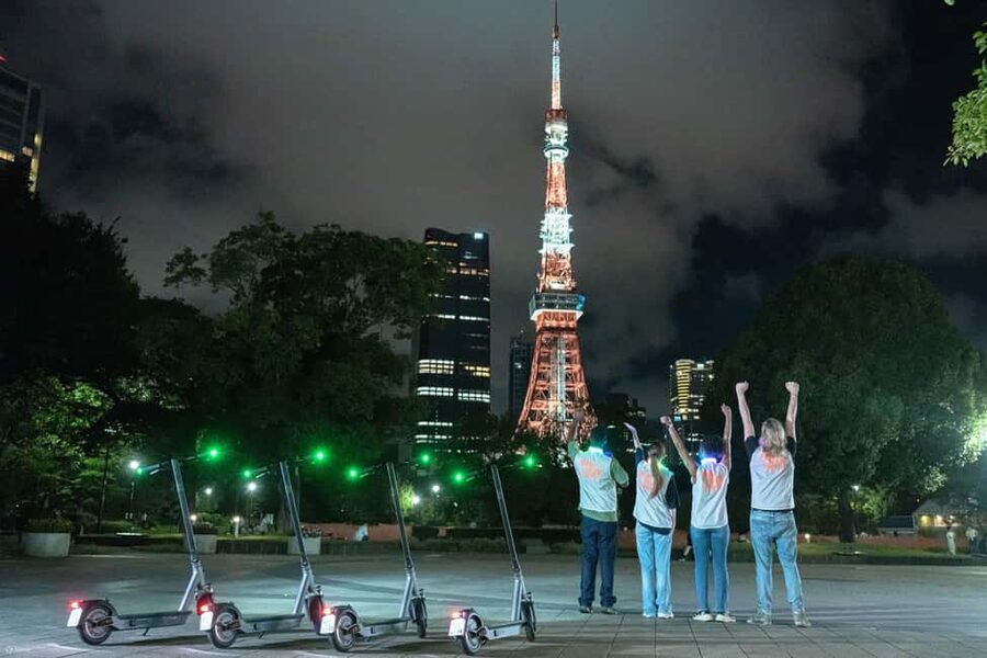 Night E-Scooter Ride to Tokyo Tower - No License Needed - The Ride Back to Mita