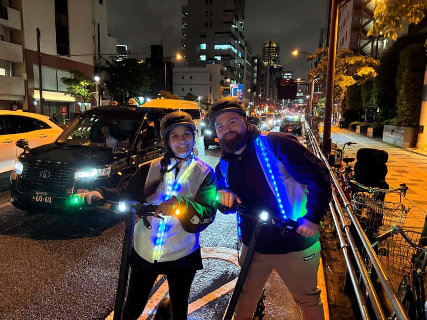 Night E-Scooter Ride to Tokyo Tower - No License Needed - Who Will Enjoy This Most