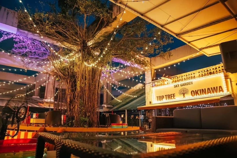 Okinawa:Sky BAR TOPTREE Nightclub Entry Ticket+Drink & VIP - From early evening food hall to late nightclub