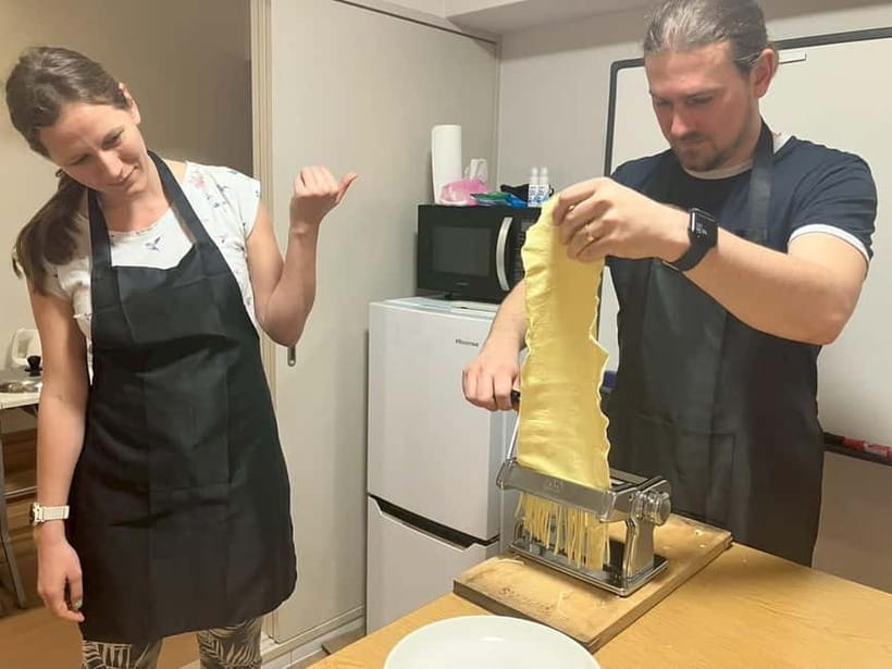 Osaka: Cooking Class Ramen & Gyoza Course in Nanba - Making ramen noodles by hand