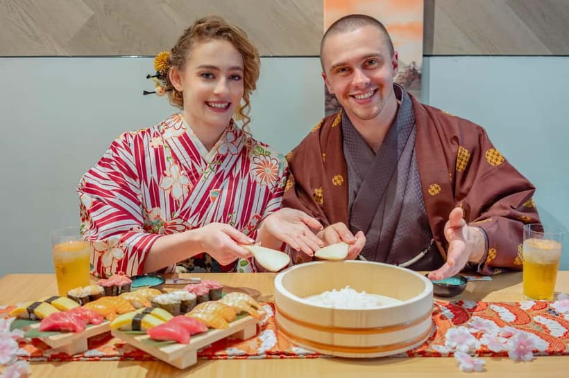 Osaka Dotonbori: Sushi Making Experience - Step three: adding toppings, wasabi, and shape