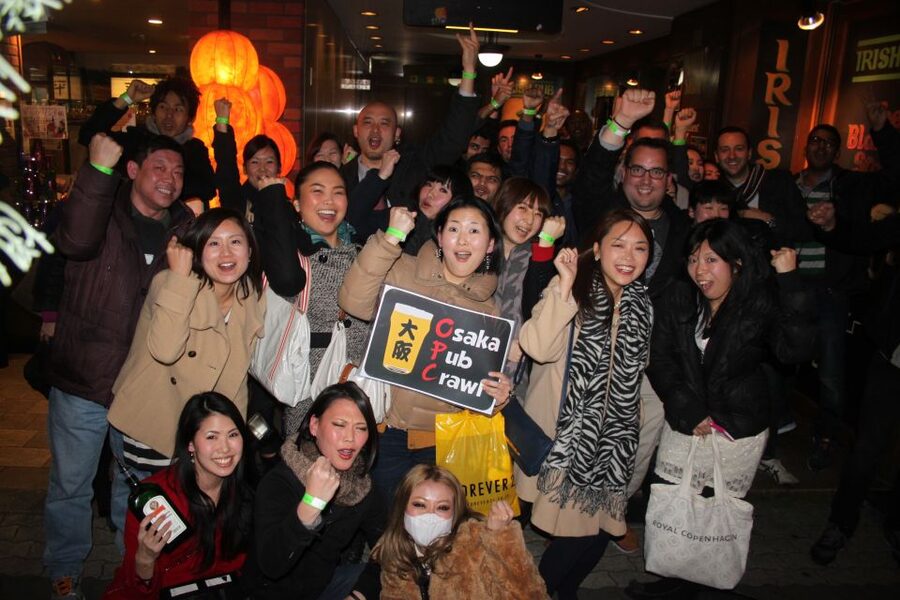 Osaka: Guided Pub Crawl - Stop one: a relaxed bar with games and free shots