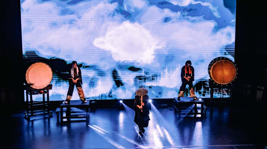 OSAKA NIGHT FUSION Japanese Taiko Kabuki Samurai Dance Show - Finding Tempo Harbor Theater