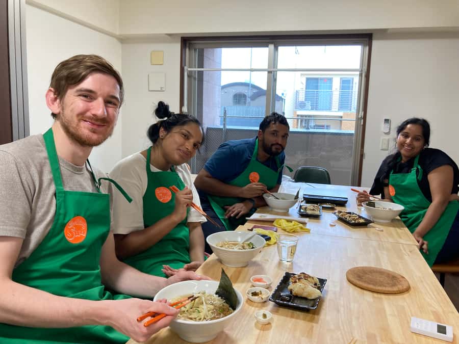 Osaka: Ramen and Gyoza Cooking Class in Dotonbori - Sitting Down to Eat Your Own Ramen and Gyoza