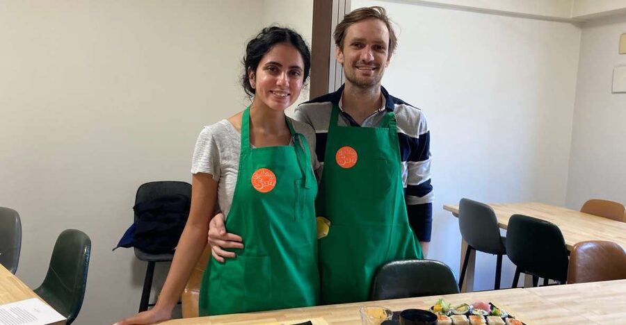 Osaka: Sushi Class in Dotonbori - Starting with the salad roll