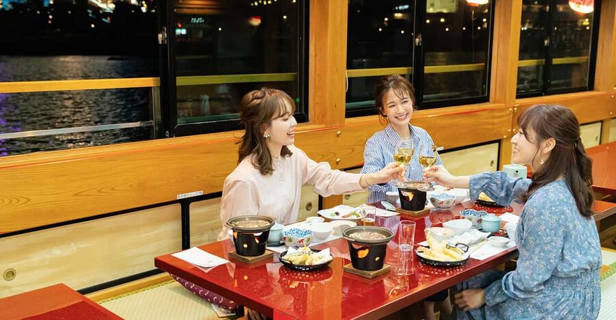Sumida River: Japanese Traditional Yakatabune Dinner Cruise - Tokyo Skytree from the river