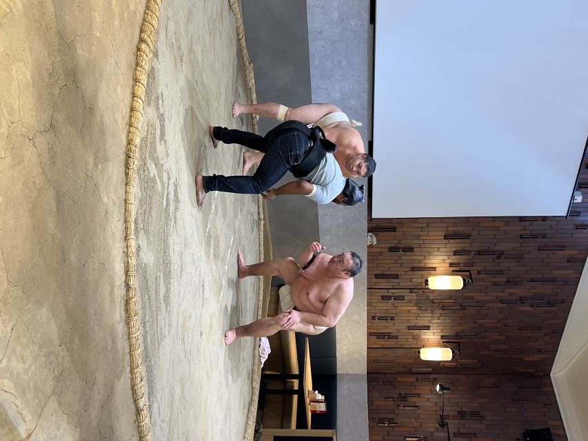 Tokyo: Sumo Experience and Chanko Nabe Lunch - Stepping into the ring for a playful match