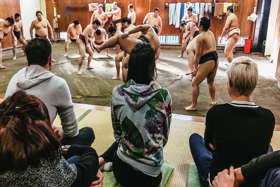 Tokyo: Sumo Morning Training Visit - Inside the stable: warmups, drills, and hard contact