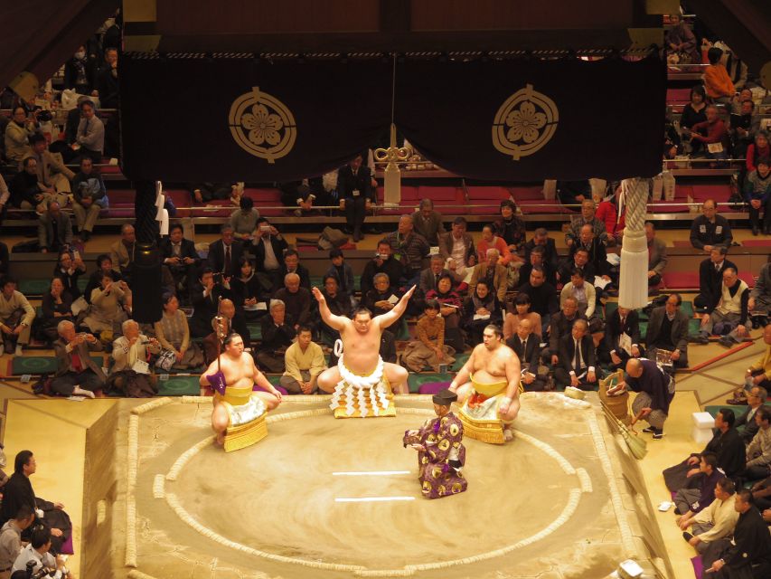Tokyo: Sumo Tournament Tour with Chair Seat Tickets - Food, lunch options, and the four-hour schedule