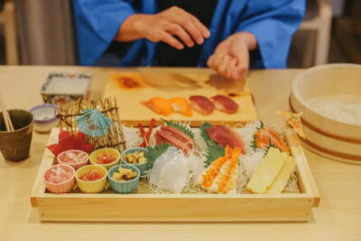 Sushi Making Class in a Happi Coat near a Famous Spot