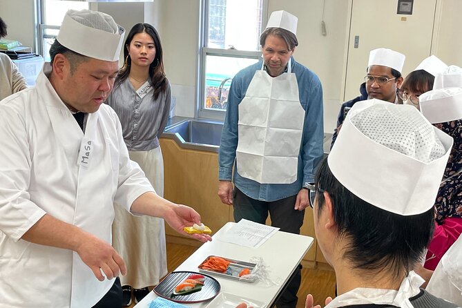 Tokyo Sushi Making Class in Tsukiji with Professional Chef - Making five nigiri pieces by hand